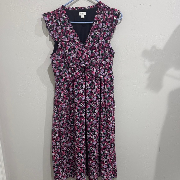 J. Crew Black and Pink Floral midi Dress - Picture 3 of 6